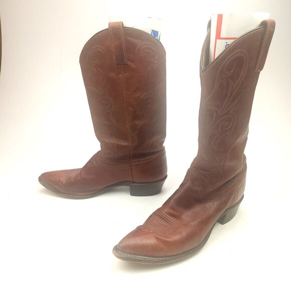 Vintage Men\'s Dan Post Brown Leather Cowboy Boots size 10 M USA main image 7
